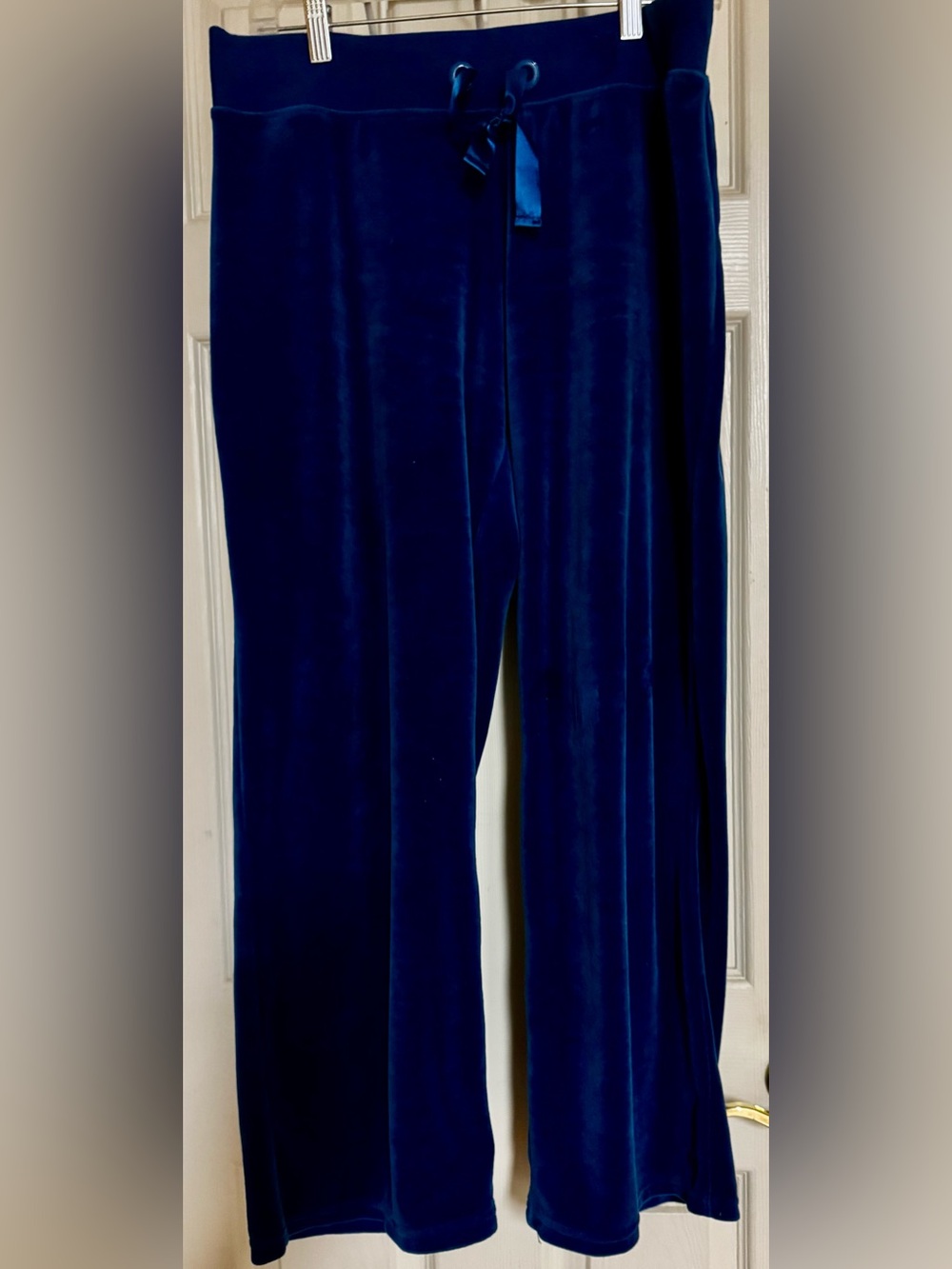 Blue Velvet Wide-Leg Pants